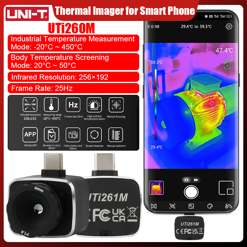Thermal Imaging Camera 256X192 - Câmera térmica UNI-T uti261m 256x192 câmera